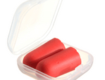 Red ear plugs inside case
