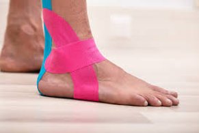 Kinesio tape treatment on ankle